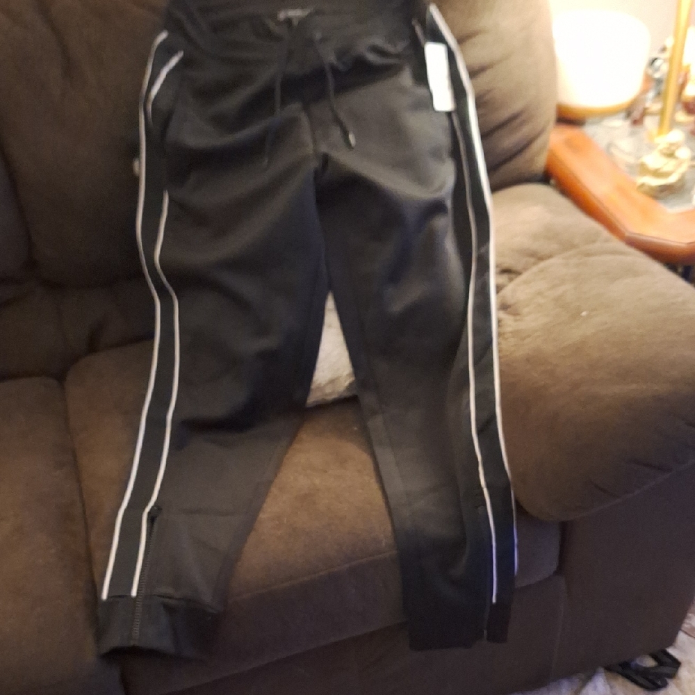 Black Joggers with White Stripes